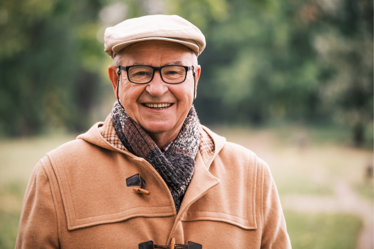 Smiling adult man.